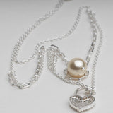 Blisse Allure 925 Sterling Silver Rose Gold Plated Necklace With Heart Shaped Charm And Pearl Drops - Taraash