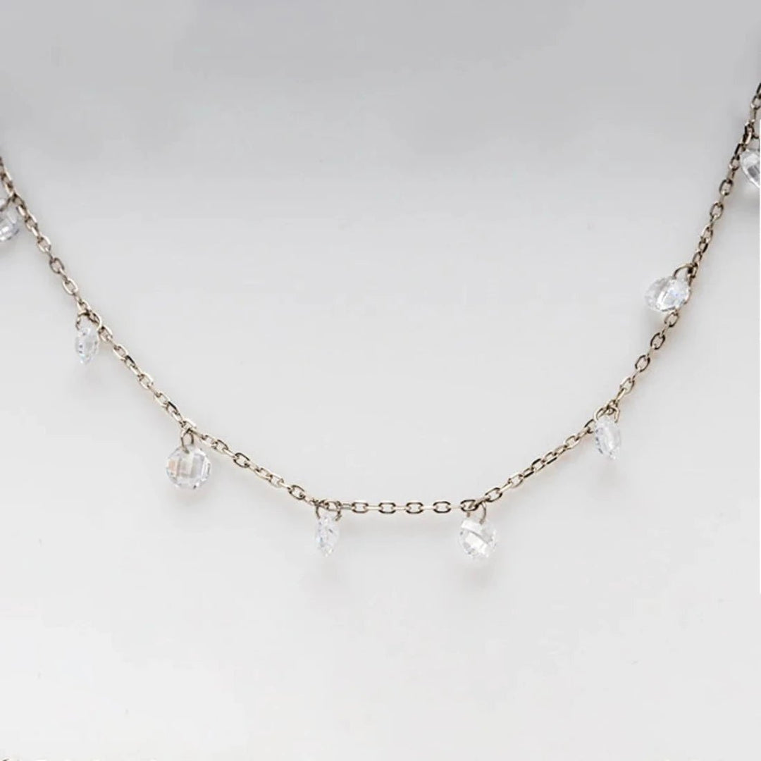 Blisse Allure 925 Sterling Silver White Crystal Necklace - Taraash
