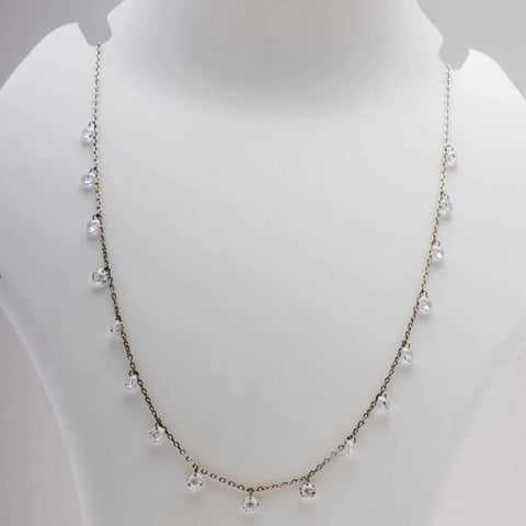 Blisse Allure 925 Sterling Silver White Crystal Necklace - Taraash