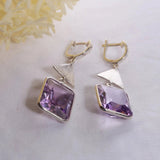 Blisse Allure Amethyst Dangler earring with silver triangle - Taraash