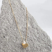 Blisse Allure Dangling Heart of Gold with Pearl Drop Necklace - Taraash