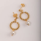 Blisse Allure Gold Beaded with Pearl Drop Earrings - Taraash