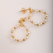 Blisse Allure Gold beaded with Pearl earrings. - Taraash