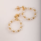 Blisse Allure Gold beaded with Pearl earrings. - Taraash