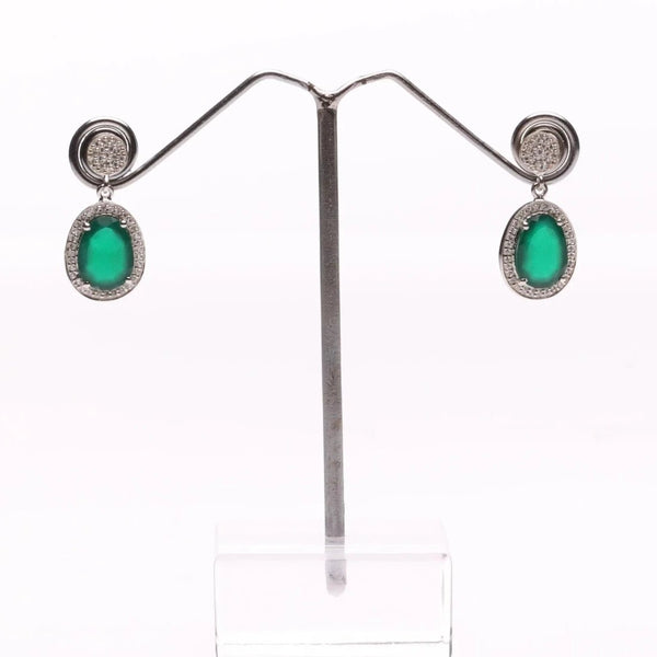 Blisse Allure Green Onyx Drop Sterling silver Earrings - Taraash