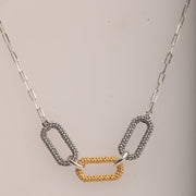 Blisse Allure Oxidised Silver and Gold Linked Necklace - Taraash