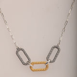 Blisse Allure Oxidised Silver and Gold Linked Necklace - Taraash
