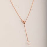 Blisse Allure Rose Gold Heart Pearl Lariat Necklace - Taraash