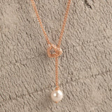 Blisse Allure Rose Gold Heart Pearl Lariat Necklace - Taraash