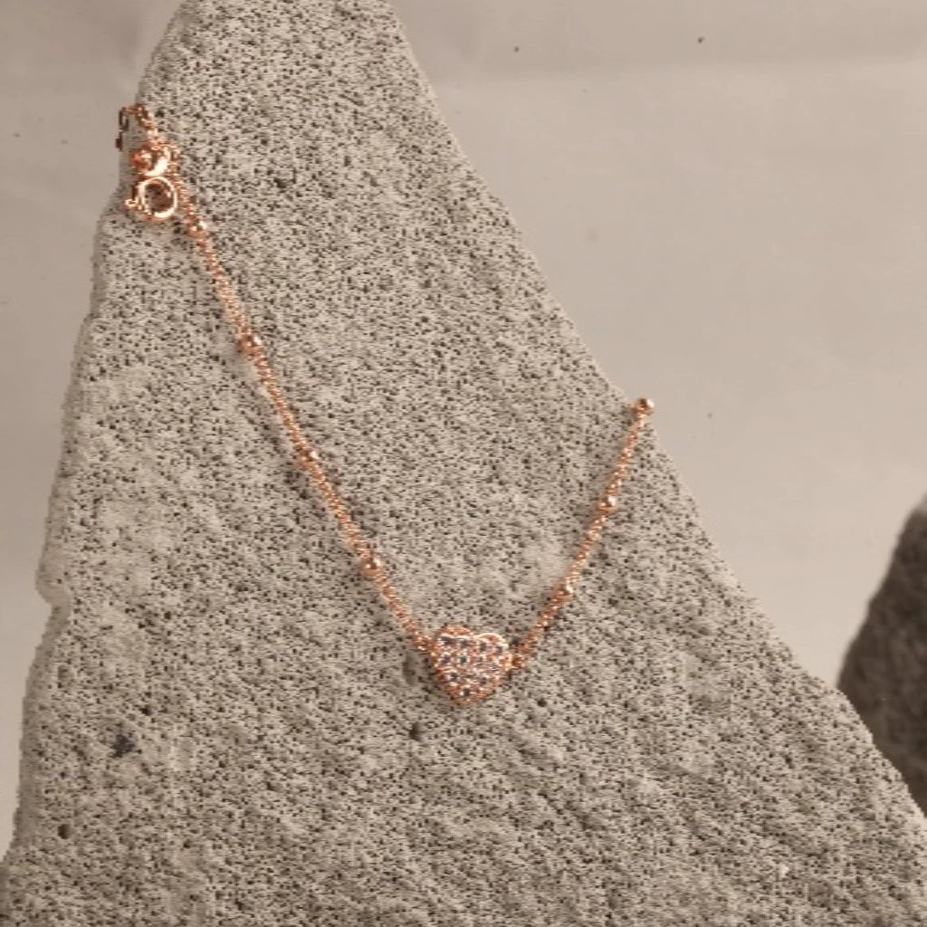 Blisse Allure Rose Gold Heart Shaped Layered Bracelet - Taraash