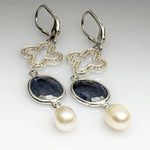 Load image into Gallery viewer, Blisse Allure Sapphire and Pearl Dangler - Taraash
