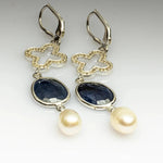 Load image into Gallery viewer, Blisse Allure Sapphire and Pearl Dangler - Taraash
