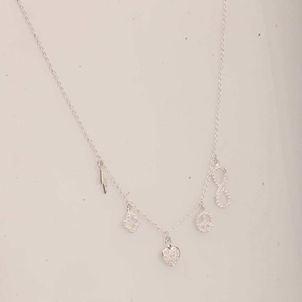 Blisse Allure Sterling Silver Charms Necklace - Taraash