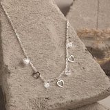 Blisse Allure Sterling Silver Dangling Heart Charms Necklace - Taraash