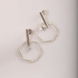 Blisse Allure Sterling Silver Groove Earrings with CZ Stud - Taraash