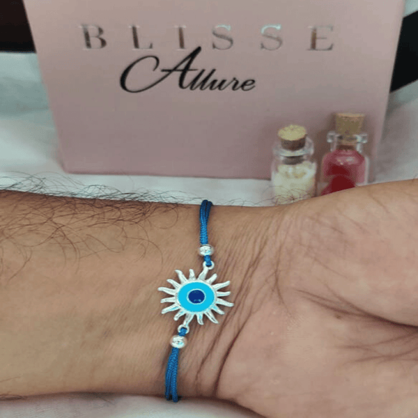Blisse Allure Sterling Silver Sun Shaped Evil Eye Rakhi For Your Brother - Taraash