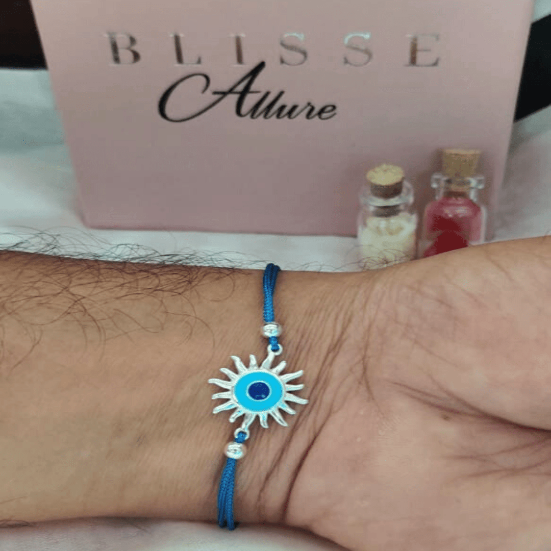 Blisse Allure Sterling Silver Sun Shaped Evil Eye Rakhi For Your Brother - Taraash