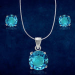 Load image into Gallery viewer, Rainbow Collection Taraash 925 Sterling Silver Blue CZ Jewellery Set For Women - Taraash
