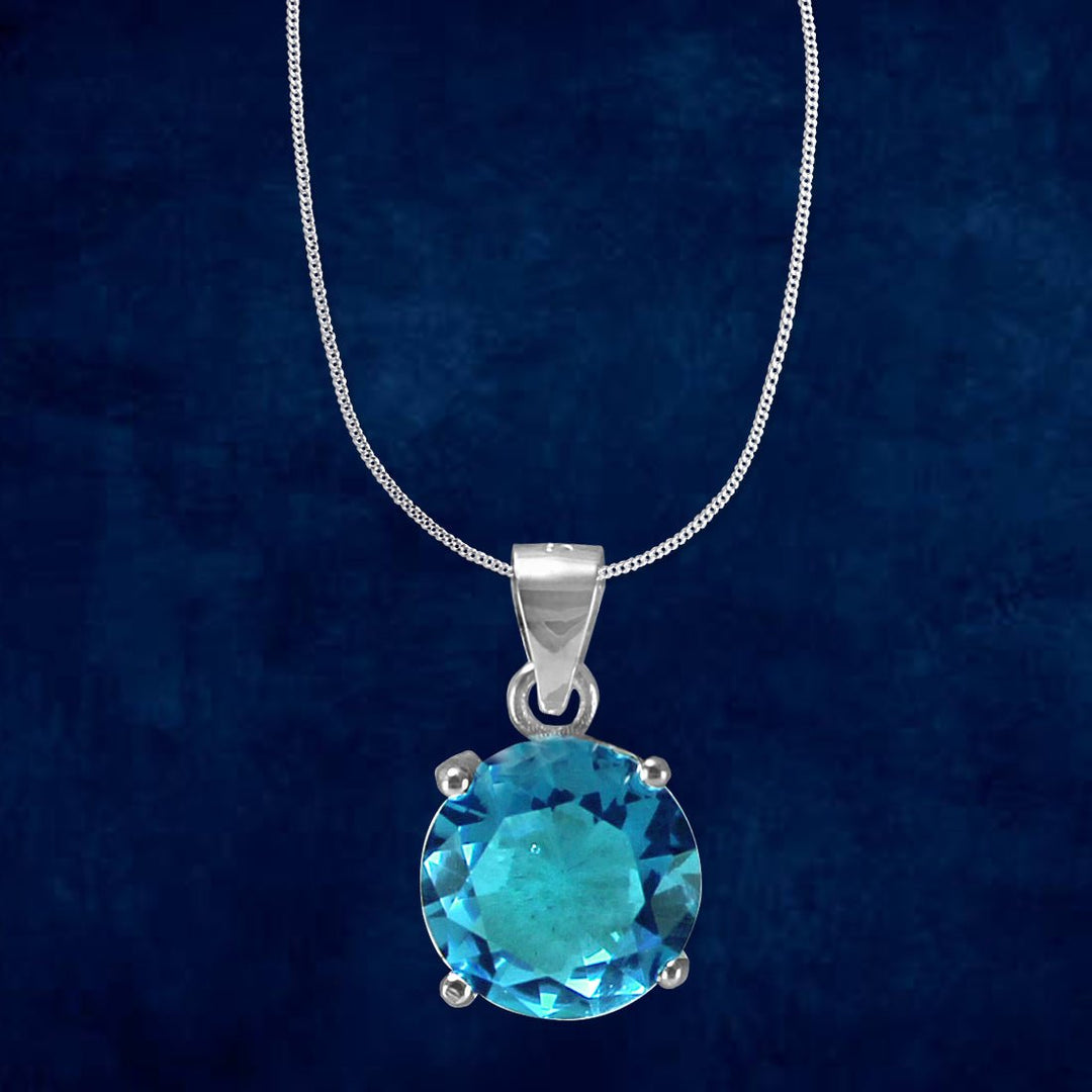 Rainbow Collection Taraash 925 Sterling Silver Blue CZ Pendant With Chain For Women - Taraash