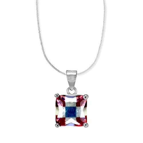 Rainbow Collection Taraash 925 Sterling Silver Colourful CZ Pendant With Chain For Women - Taraash