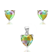 Rainbow Collection Taraash 925 Sterling Silver Heart CZ Jewellery Set For Women - Taraash