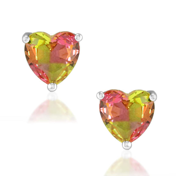 Rainbow Collection Taraash 925 Sterling Silver Heart Shape CZ Earrings For Women - Taraash