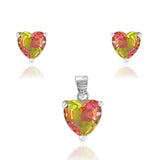 Rainbow Collection Taraash 925 Sterling Silver Heart Shape CZ Pendant Set For Women - Taraash