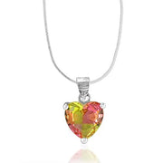 Rainbow Collection Taraash 925 Sterling Silver Heart Shape CZ Pendant With Chain For Women - Taraash