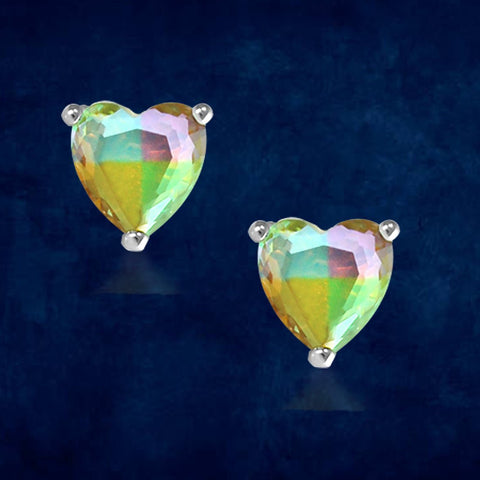 Rainbow Collection Taraash 925 Sterling Silver Heart Shape Multicolor Cz Earrings For Women - Taraash
