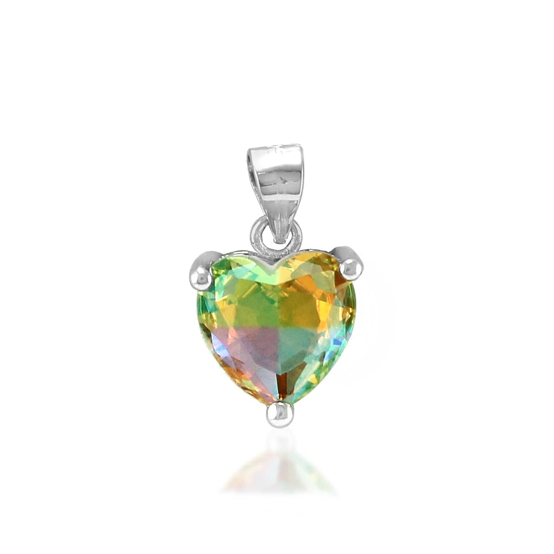 Rainbow Collection Taraash 925 Sterling Silver Heart Shape Multicolor Cz Pendant For Women - Taraash