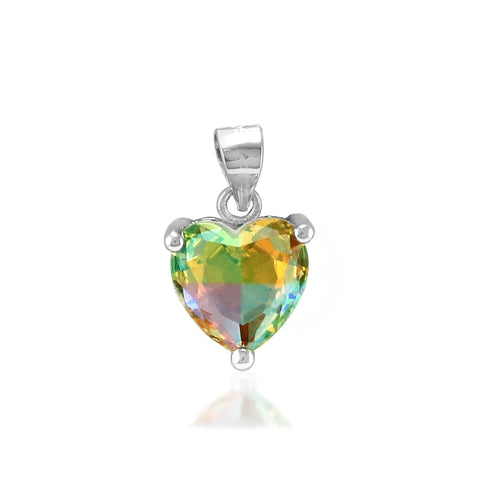 Rainbow Collection Taraash 925 Sterling Silver Heart Shape Multicolor Cz Pendant For Women - Taraash