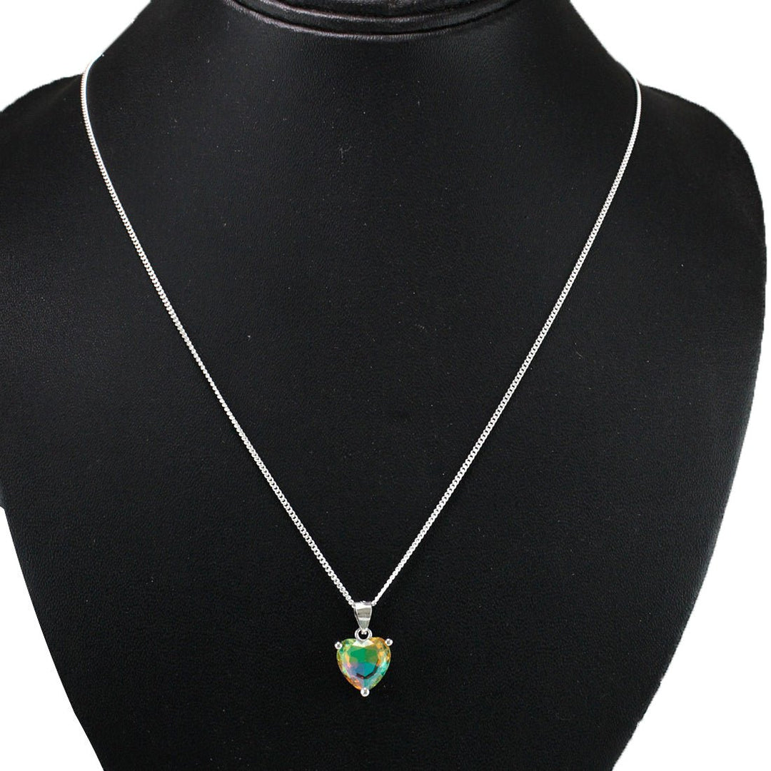 Rainbow Collection Taraash 925 Sterling Silver Heart Shape Multicolor Cz Pendant With Chain For Women - Taraash