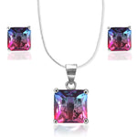 Load image into Gallery viewer, Rainbow Collection Taraash 925 Sterling Silver Multi Colour Square CZ Jewellery Set For Women - Taraash
