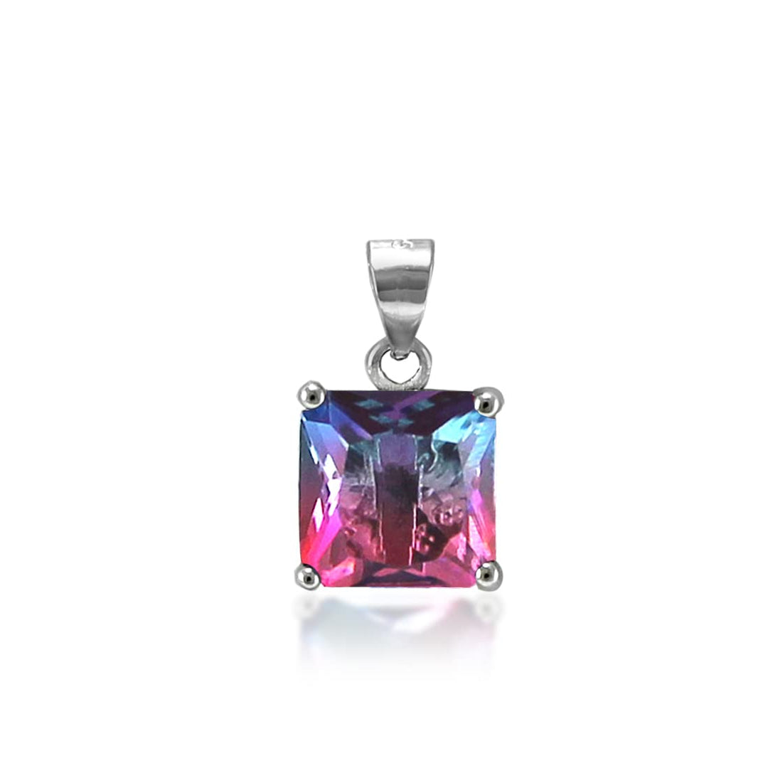 Rainbow Collection Taraash 925 Sterling Silver Multi Colour Square CZ Jewellery Set For Women - Taraash