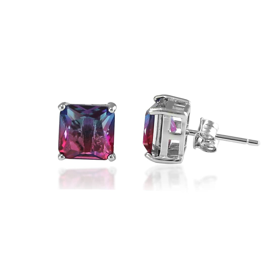 Rainbow Collection Taraash 925 Sterling Silver Multi Colour Square CZ Jewellery Set For Women - Taraash