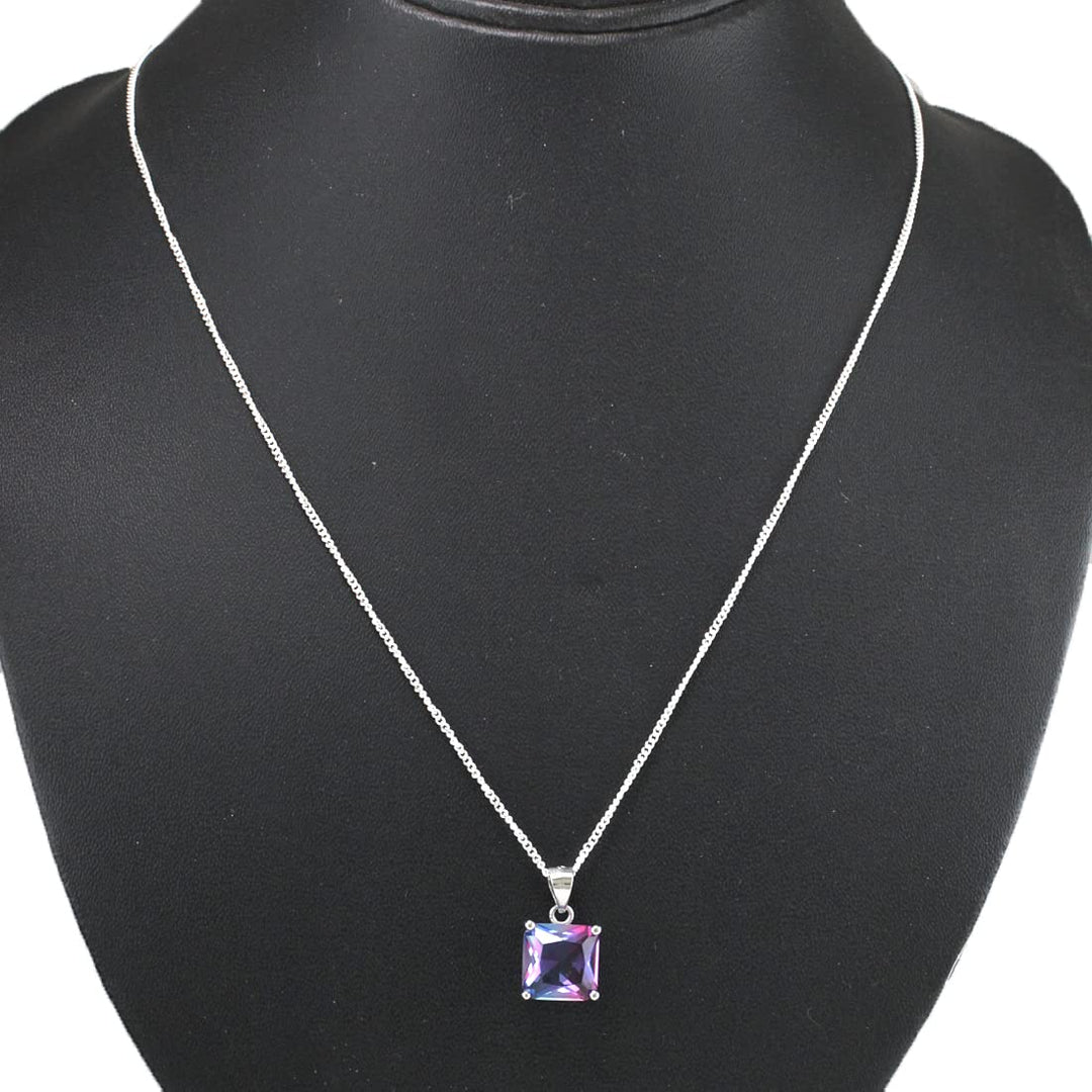 Rainbow Collection Taraash 925 Sterling Silver Multi Colour Square CZ Jewellery Set For Women - Taraash