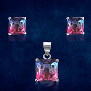 Rainbow Collection Taraash 925 Sterling Silver Multicolor CZ Pendant Set For Women - Taraash