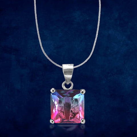 Rainbow Collection Taraash 925 Sterling Silver Multicolor CZ Pendant With Chain For Women - Taraash
