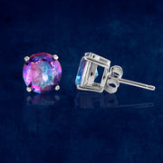 Rainbow Collection Taraash 925 Sterling Silver Multicolor Cz Round Shape Earrings For Women - Taraash