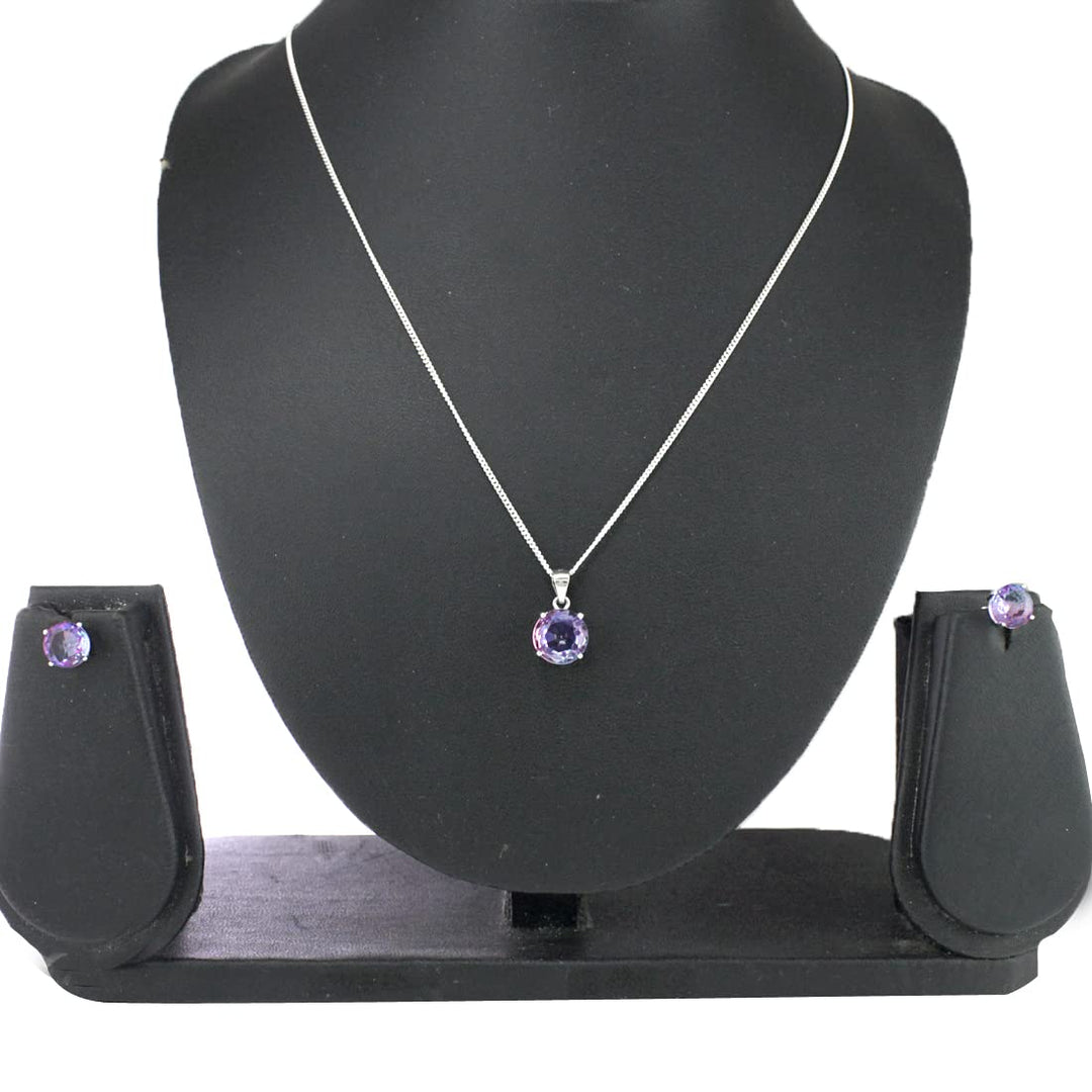 Rainbow Collection Taraash 925 Sterling Silver Multicolor Cz Round Shape Jewellery Set For Women - Taraash