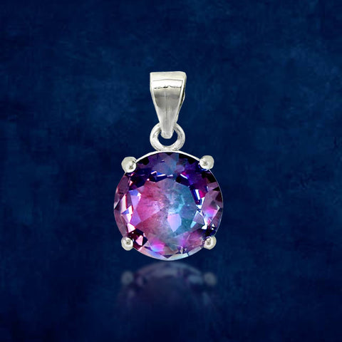 Rainbow Collection Taraash 925 Sterling Silver Multicolor Cz Round Shape Pendant For Women - Taraash