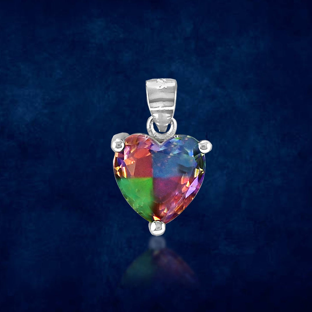 Rainbow Collection Taraash 925 Sterling Silver Multicolor Heart Shape CZ Pendant For Women - Taraash