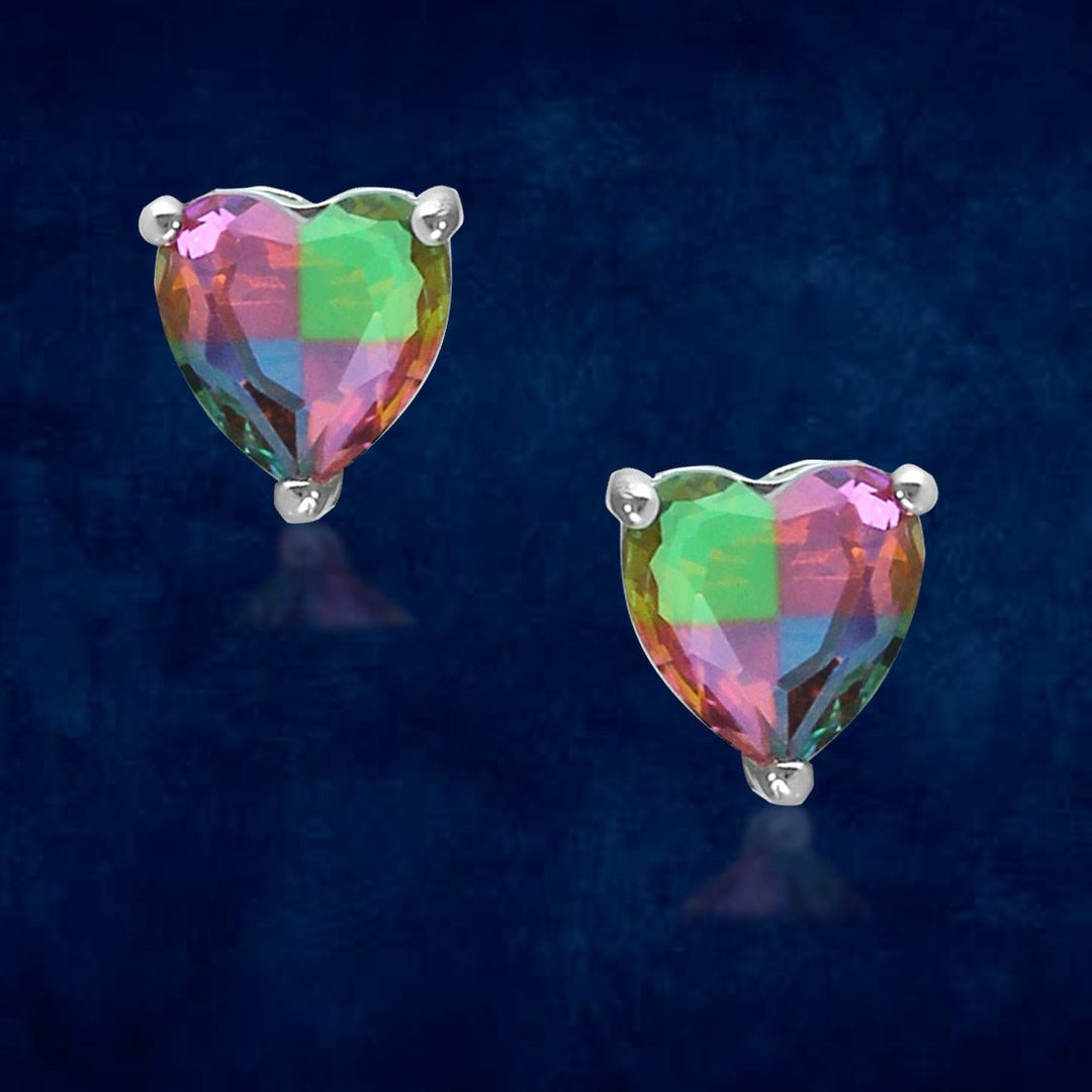 Rainbow Collection Taraash 925 Sterling Silver Multicolor Heart Shape CZ Pendant Set For Women - Taraash