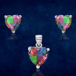 Load image into Gallery viewer, Rainbow Collection Taraash 925 Sterling Silver Multicolor Heart Shape CZ Pendant Set For Women - Taraash
