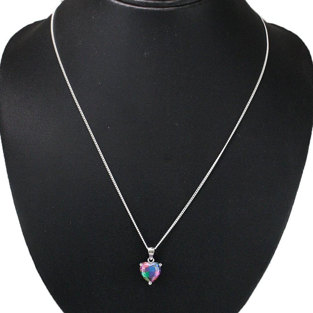 Rainbow Collection Taraash 925 Sterling Silver Multicolor Heart Shape CZ Pendant With Chain For Women - Taraash