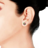 Rainbow Collection Taraash 925 Sterling Silver Multicolor Round Shape CZ Earrings For Women - Taraash