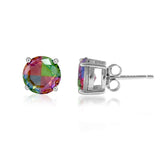 Rainbow Collection Taraash 925 Sterling Silver Multicolor Round Shape CZ Earrings For Women - Taraash