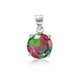 Rainbow Collection Taraash 925 Sterling Silver Multicolor Round Shape CZ Pendant For Women - Taraash