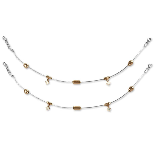 Taraas 925 Silver Rose Gold Plated Beads CZ Anklet For Women - Taraash