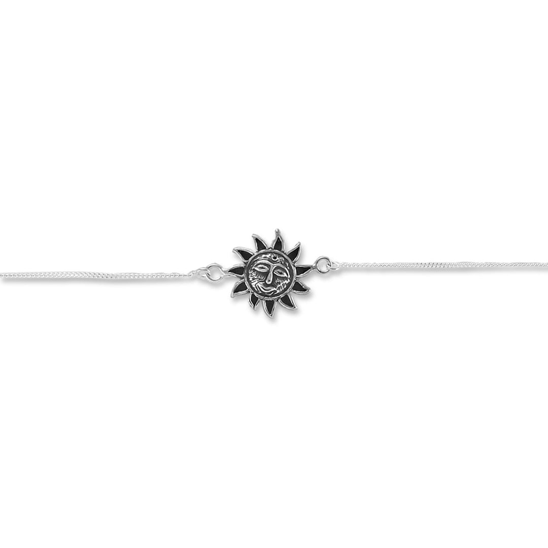 Taraash 925 Silver Antique Smiling Sun Thread Rakhi For Brother - Taraash